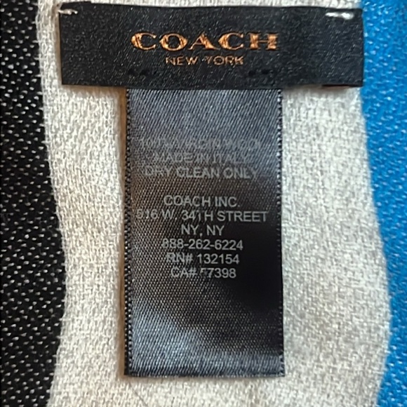Adorable Coach 100% Virgin Wool Striped Scarf - Picture 2 of 5